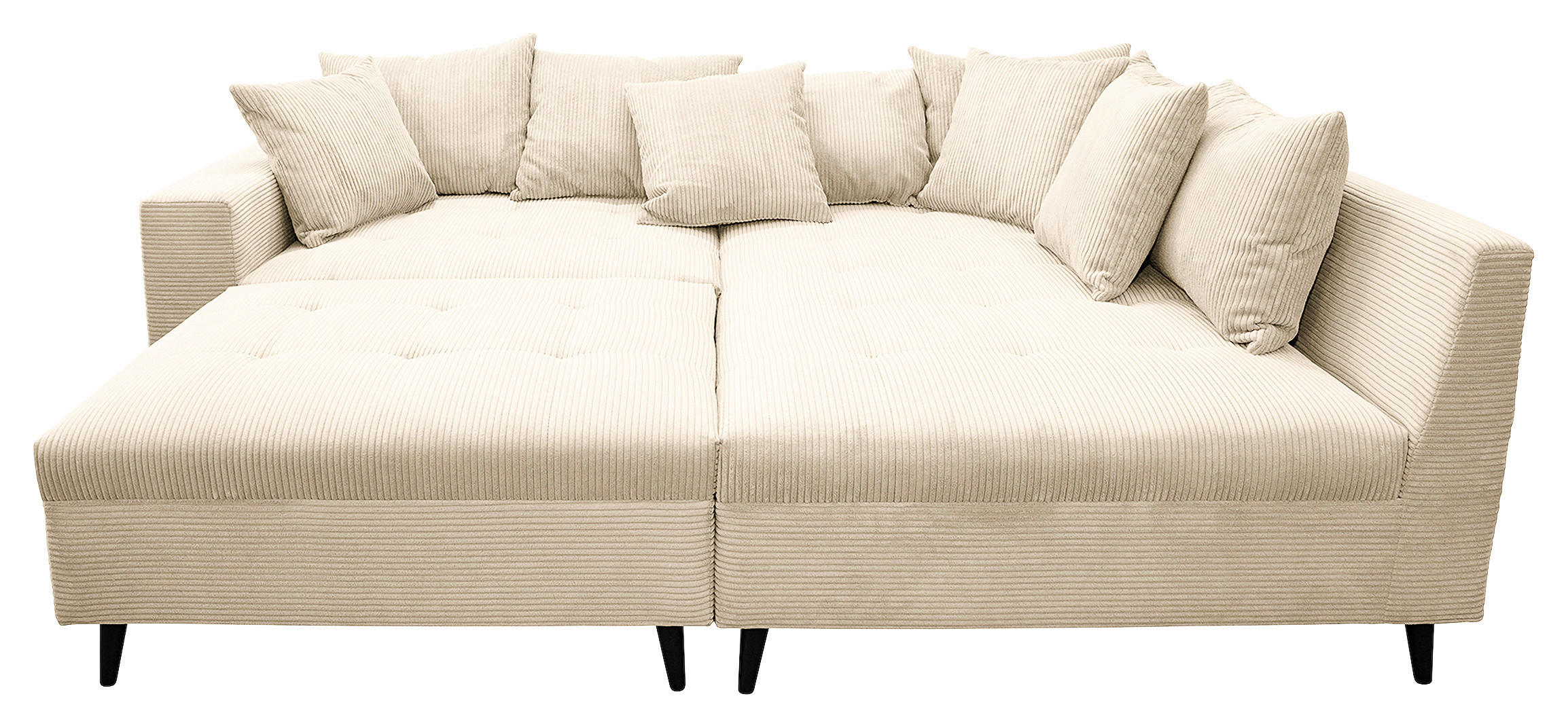 Ecksofa inkl. Hocker tekstil  krem   - crna/krem, Design, tekstil/drvo (247/174cm) - MID.YOU