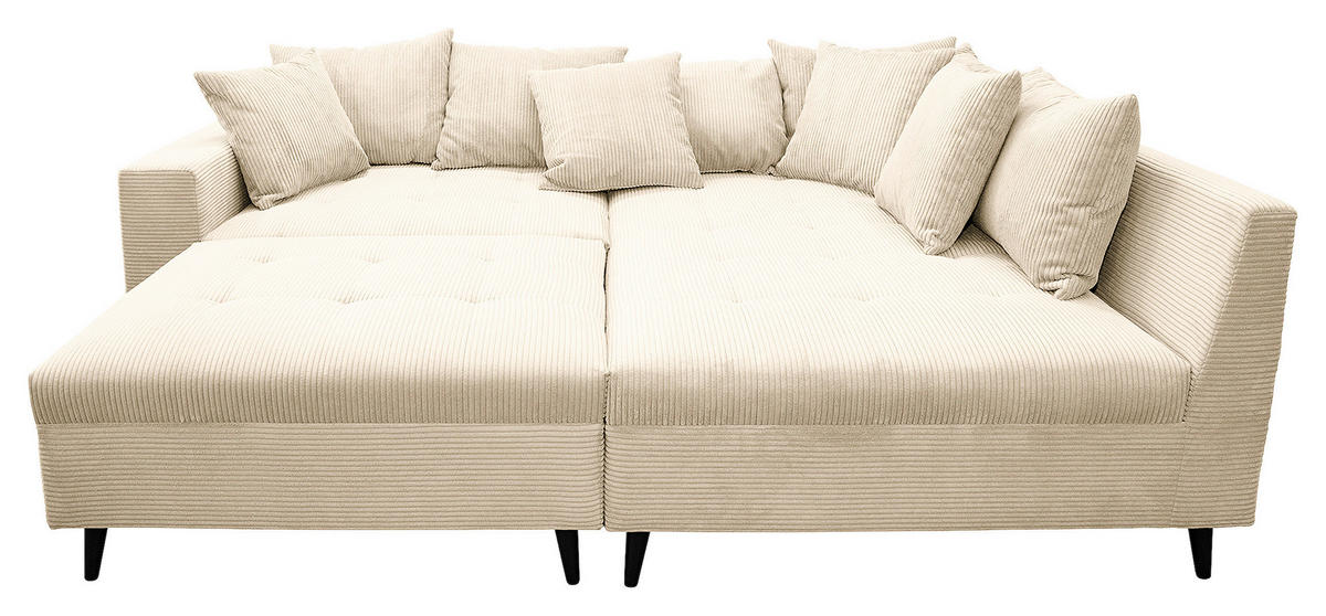 Ecksofa inkl. Hocker tekstil  krem   - crna/krem, Design, tekstil/drvo (247/174cm) - MID.YOU