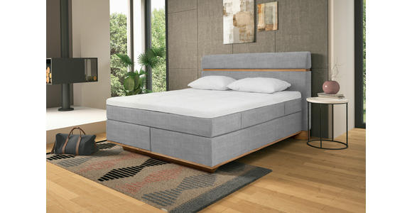 BOXSPRINGBETT 180/200 cm  in Hellgrau  - Eichefarben/Hellgrau, Natur, Holz/Textil (180/200cm) - Linea Natura