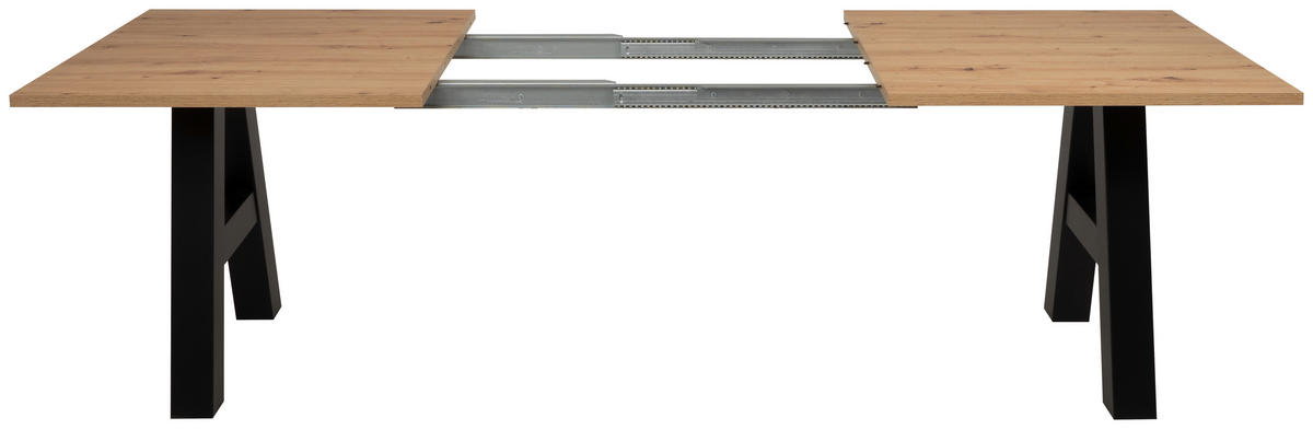 ESSTISCH Schwarz, Eiche Artisan rechteckig  ausziehbar  - Schwarz/Eiche Artisan, Design, Holzwerkstoff (157/90/75cm) - MID.YOU