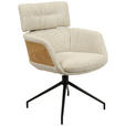 ARMLEHNSTUHL , Wippfunktion, Sitzfläche 360° drehbar, automatische Rückholfunktion , Webstoff  - Eichefarben/Beige, Design, Holz/Textil (62/92/66cm) - Dieter Knoll