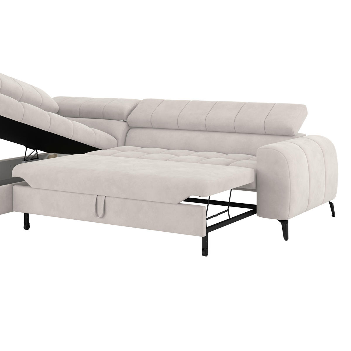 ECKSOFA in Weiss  - Weiss/Schwarz, Trend, Kunststoff/Textil (203/261cm) - Livetastic