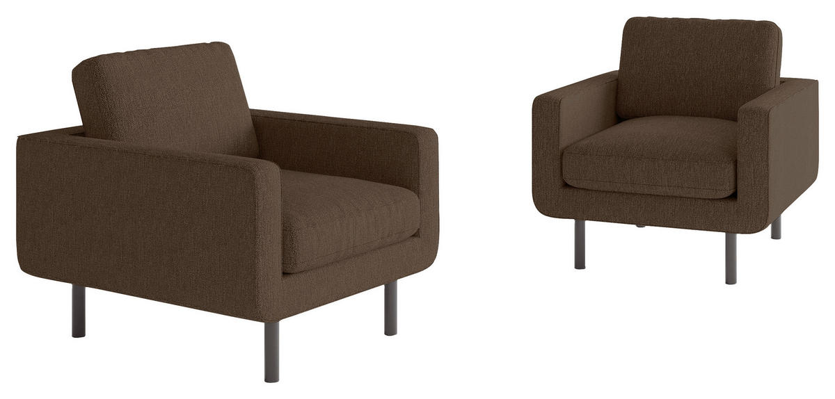 SESSEL in Flachgewebe Dunkelbraun  - Dunkelbraun/Schwarz, Design, Textil/Metall (70/80/92cm) - Livetastic