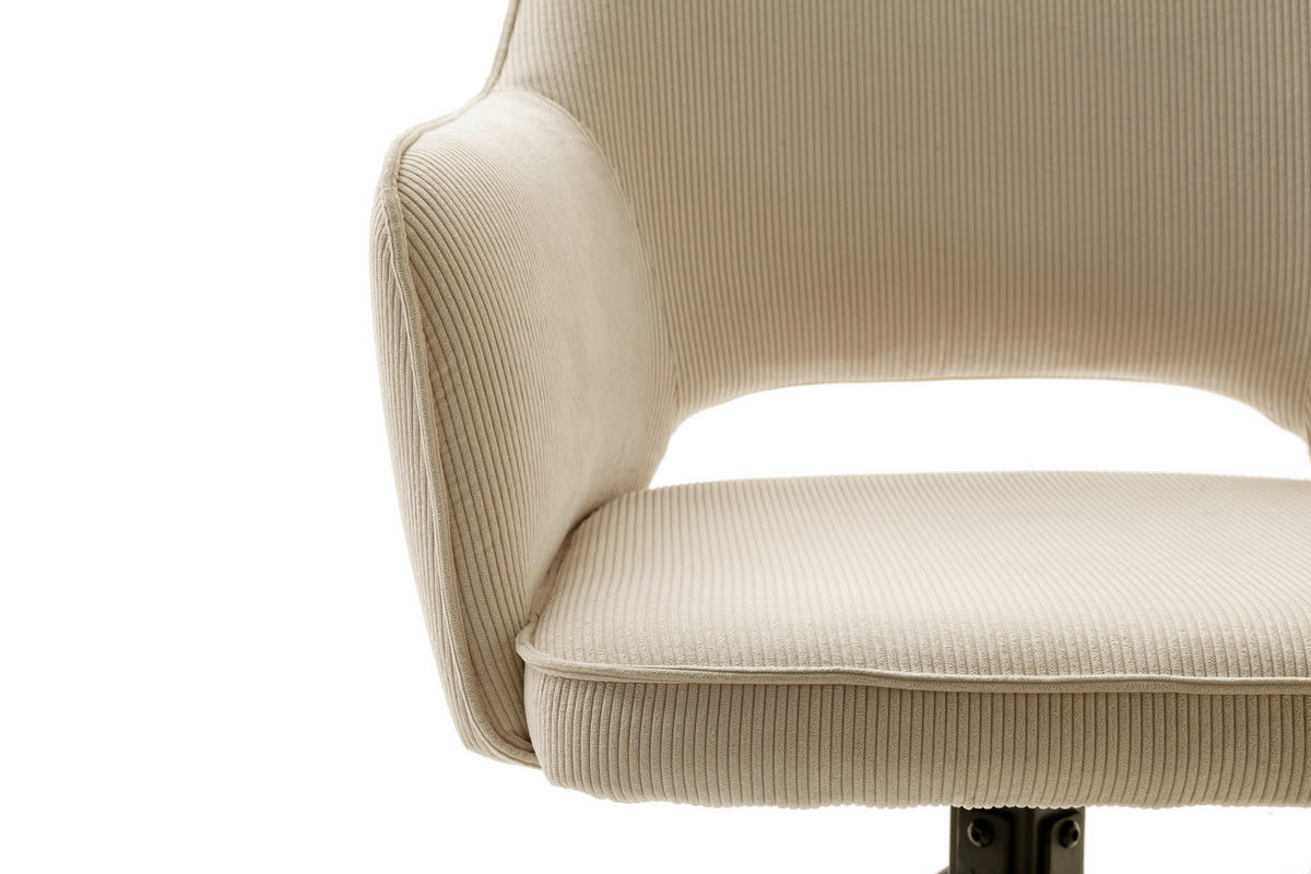 ARMLEHNSTUHL  Sitzfläche 180° drehbar Cord  - Beige/Creme, MODERN, Textil/Metall (61/85/61cm) - Livetastic