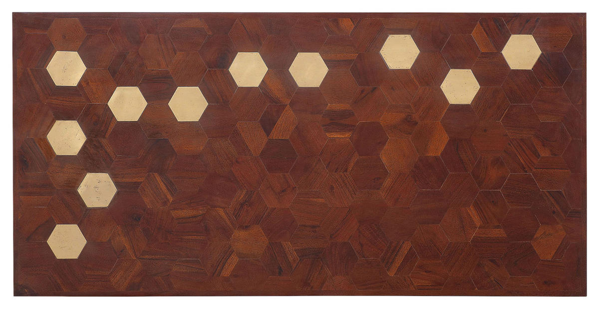 COUCHTISCH in Holz, Metall 120/60/45 cm  - Messingfarben/Akaziefarben, Design, Holz/Metall (120/60/45cm)