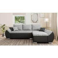 ECKSOFA  AURO Grau, Schwarz  - Silberfarben/Schwarz, Design, Kunststoff/Textil (275/155cm) - MID.YOU