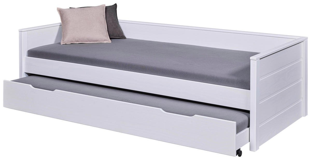 AUSZIEHBETT 90/200 cm Weiss  - Weiss/Naturfarben, Konventionell, Holz (90/200cm) - MID.YOU