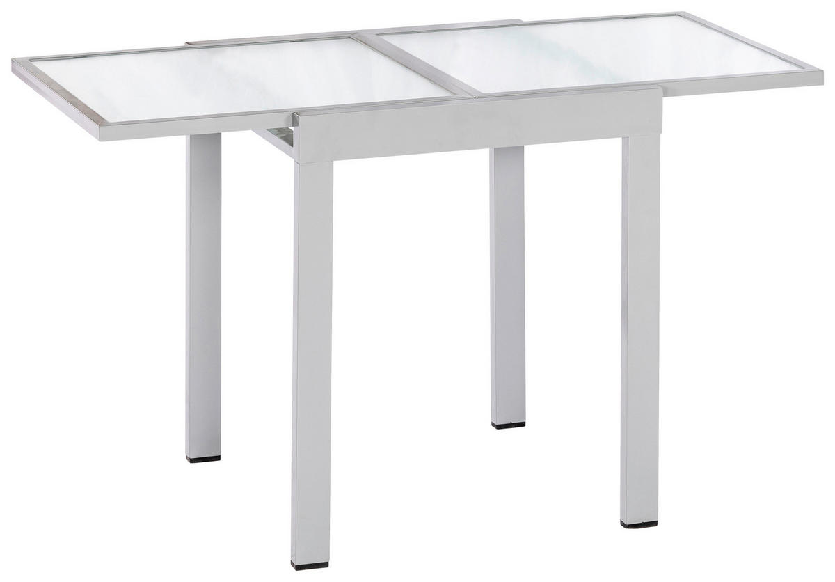 GARTENTISCH 65/130/65/75 cm Metall, Glas rechteckig  - Silberfarben, KONVENTIONELL, Glas/Metall (65/130/65/75cm) - Gardenson