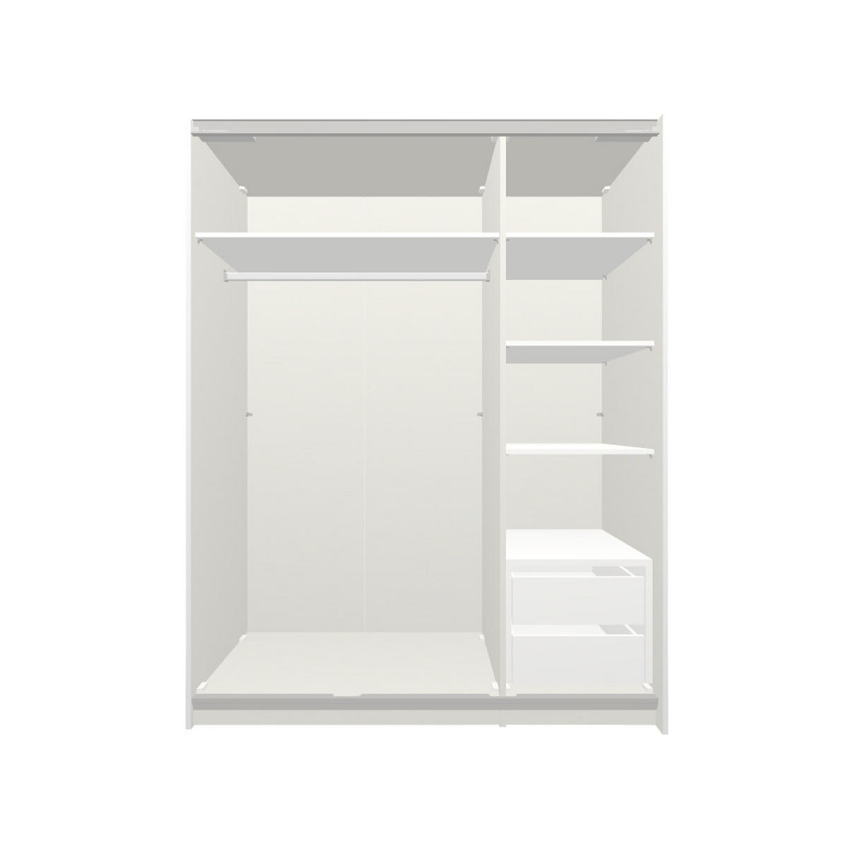 SCHWEBETÜRENSCHRANK  in Weiß  - Edelstahlfarben/Weiß, Design, Glas/Holzwerkstoff (152/195/65cm) - Boxxx