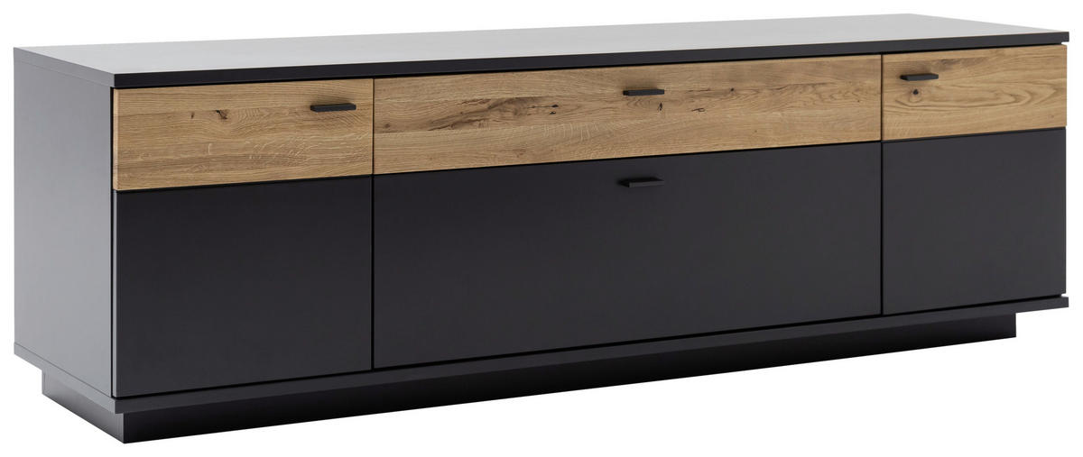 LOWBOARD  in 195/63/50 cm  - Eichefarben/Anthrazit, Design, Glas/Holzwerkstoff (195/63/50cm) - Novel