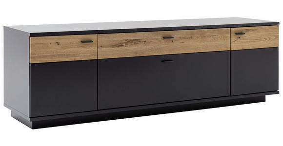 LOWBOARD in 195/63/50 cm - Eichefarben/Anthrazit, Design, Glas/Holzwerkstoff (195/63/50cm) - Novel