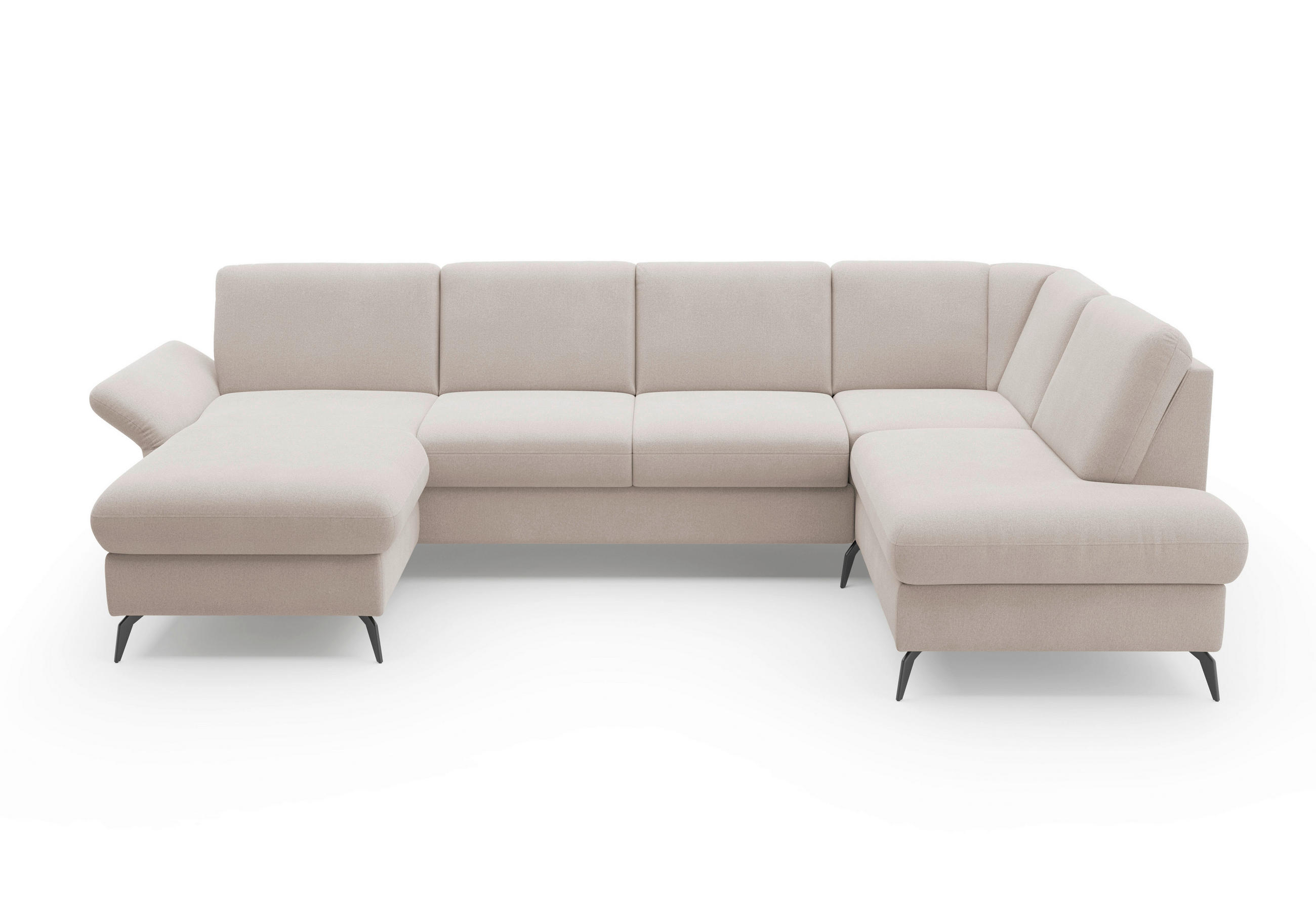 WOHNLANDSCHAFT Greige Flachgewebe  - Greige/Schwarz, KONVENTIONELL, Textil/Metall (164/314/195cm) - Sit & More