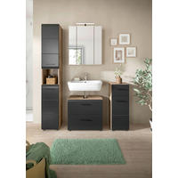 BADEZIMMER 4-teilig  in 120 cm  - Eiche dunkel/Schwarz, Basics, Holzwerkstoff/Kunststoff (120cm) - MID.YOU