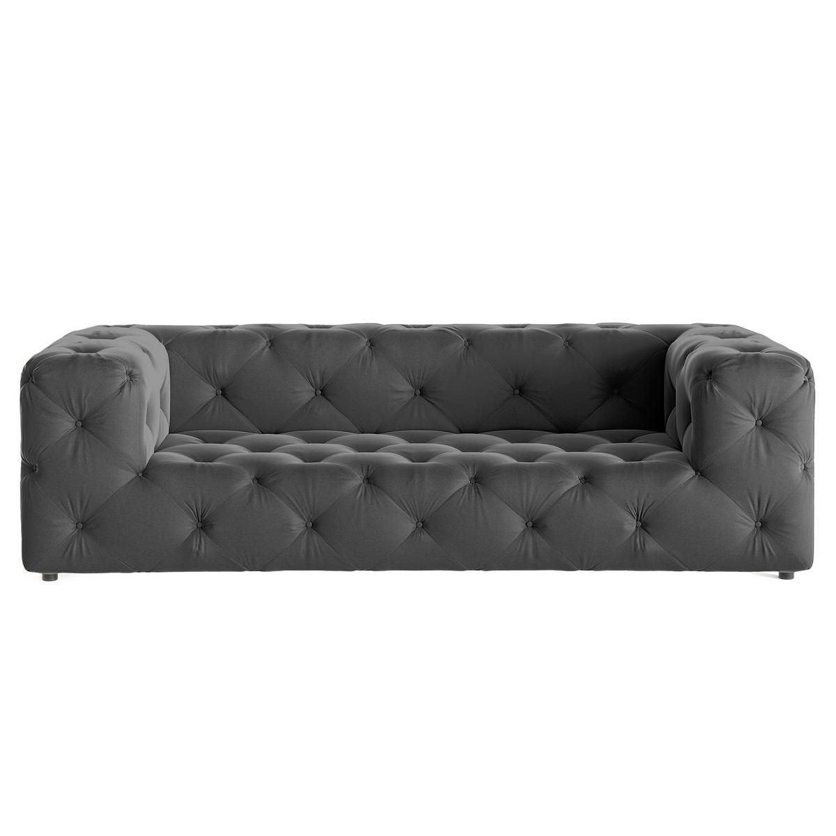 3-SITZER-SOFA Fresco in Samt Schwarz  - Schwarz, Design, Kunststoff/Textil (230/71/100cm) - P & B