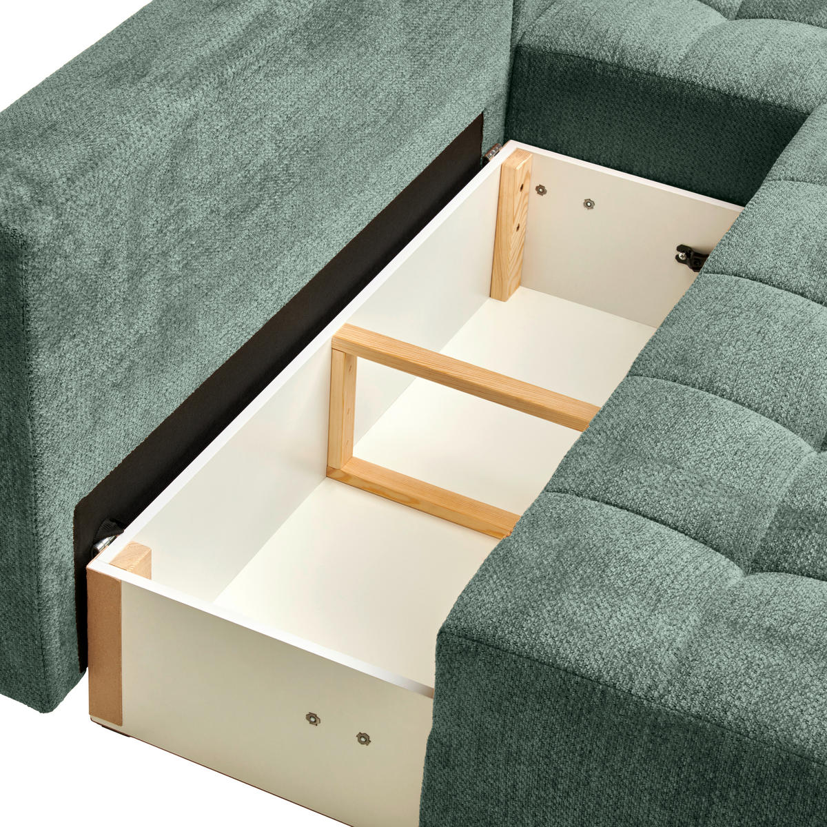 ECKSOFA Dunkelgrün Chenille  - Dunkelgrün/Schwarz, MODERN, Kunststoff/Textil (204/145cm) - home24