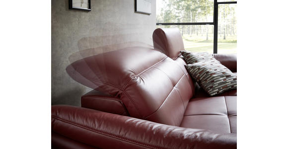 SOFA in Echtleder Weinrot - Chromfarben/Weinrot, Natur, Leder/Metall (198/101/107cm) - Dieter Knoll