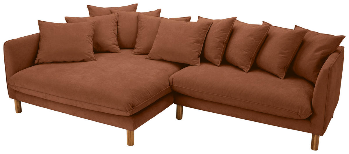 ECKSOFA Rostfarben Chenille  - Rostfarben/Buchefarben, KONVENTIONELL, Holz/Textil (162/276cm) - Carryhome