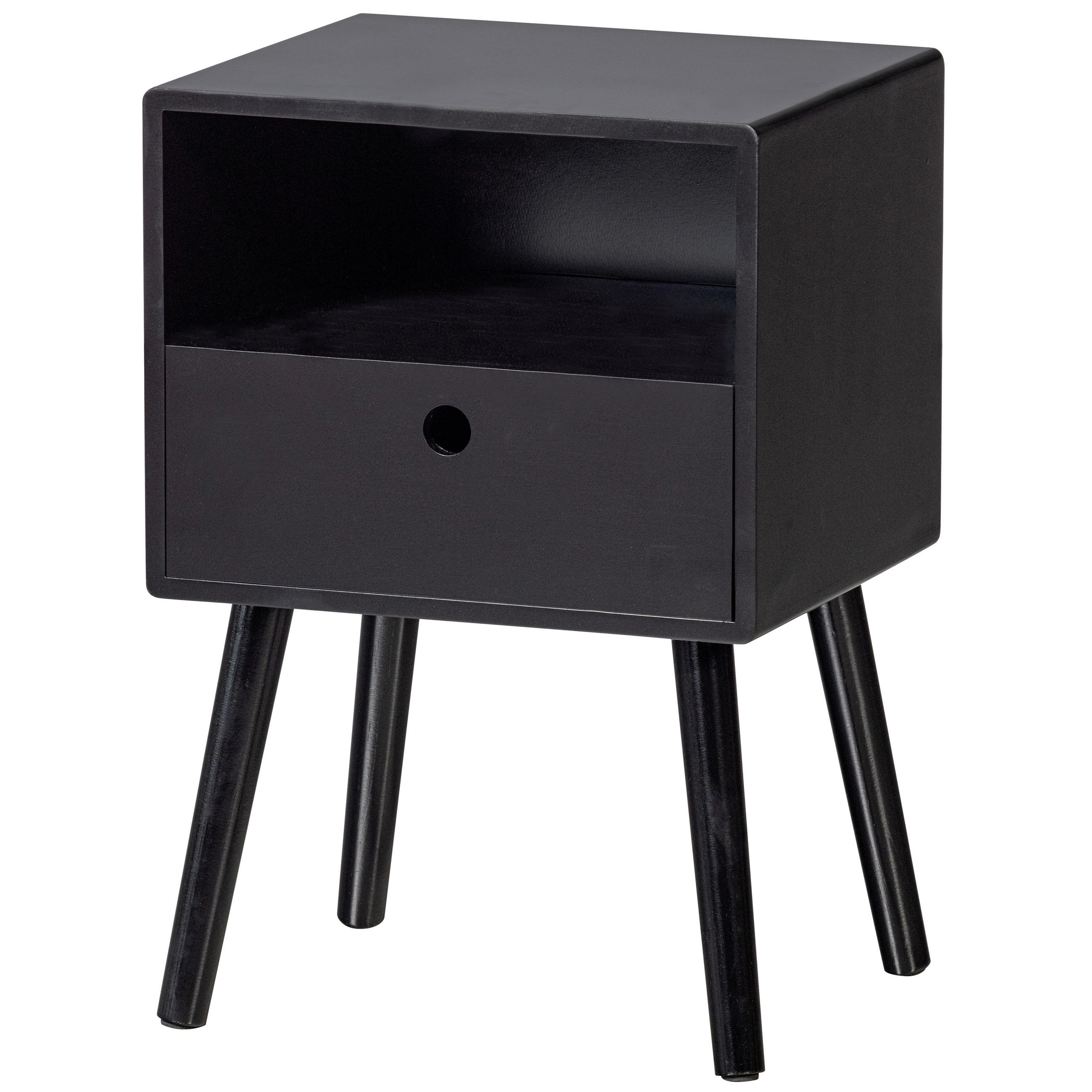 NACHTSCHRANK 36/53/30 cm, Schwarz,  - Schwarz, Basics, Holzwerkstoff/Metall (36/53/30cm) - MID.YOU