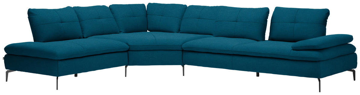 ECKSOFA in Flachgewebe Dunkelblau  - Schwarz/Dunkelblau, Design, Textil/Metall (271/344cm) - Chilliano