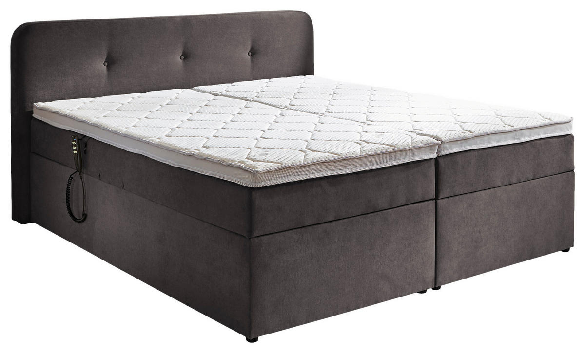 BOXSPRINGBETT 180/200 cm  in Grau  - Schwarz/Grau, KONVENTIONELL, Kunststoff/Textil (180/200cm) - Carryhome