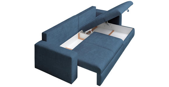 ECKSOFA in Chenille Blau  - Blau/Schwarz, KONVENTIONELL, Kunststoff/Textil (292/150cm) - Hom`in