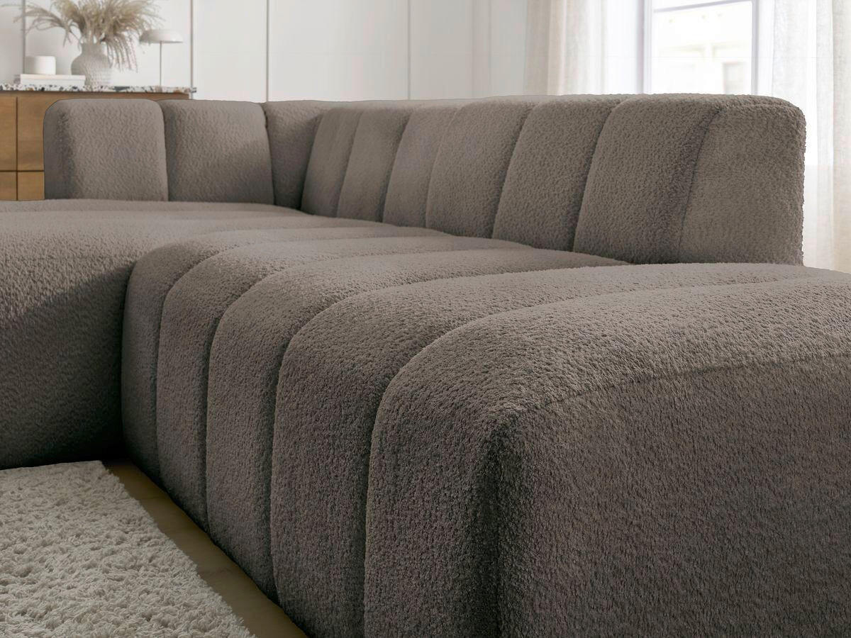 ECKSOFA  ANNECY Taupe Bouclé  - Taupe/Schwarz, MODERN, Kunststoff/Textil (170/262cm)