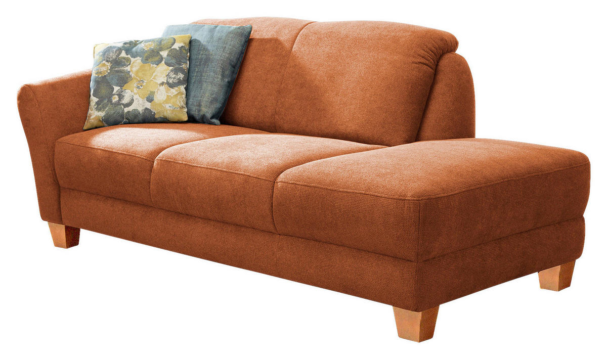 RÉCAMIERE in Flachgewebe Terracotta  - Terracotta/Naturfarben, KONVENTIONELL, Holz/Textil (194/84/91cm) - Sit & More