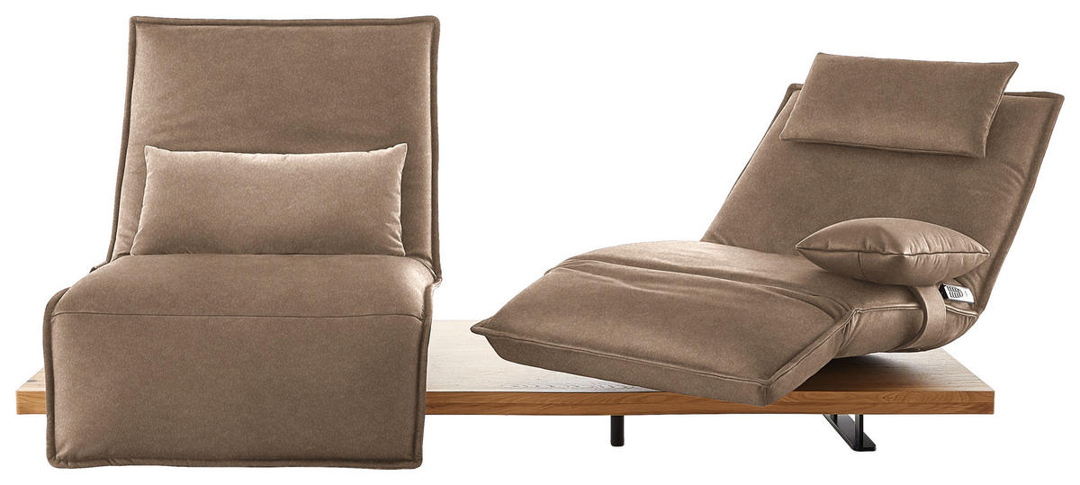 2-SITZER-SOFA in Leder Greige  - Greige/Eichefarben, Natur, Leder/Holz (240/63/115cm) - Koinor