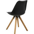 STUHL Lederlook Schwarz, Eichefarben Kautschukholz massiv  - Eichefarben/Schwarz, Design, Holz/Kunststoff (48/85/55cm) - Carryhome