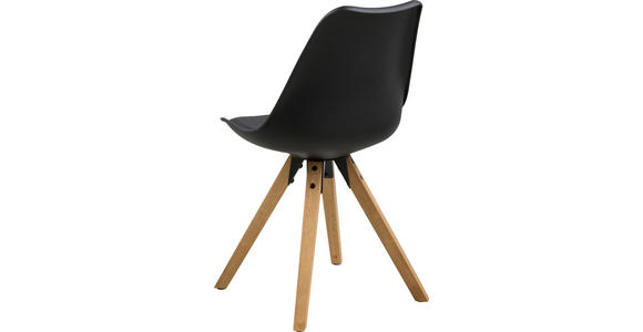 STUHL Lederlook Schwarz, Eichefarben Kautschukholz massiv - Eichefarben/Schwarz, Design, Holz/Kunststoff (48/85/55cm) - Carryhome