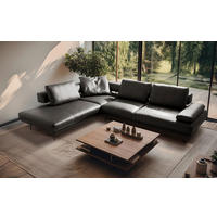 ECKSOFA  in Echtleder Anthrazit  237/306 cm  - Anthrazit/Schwarz, Design, Leder/Metall (237/306cm) - Livetastic