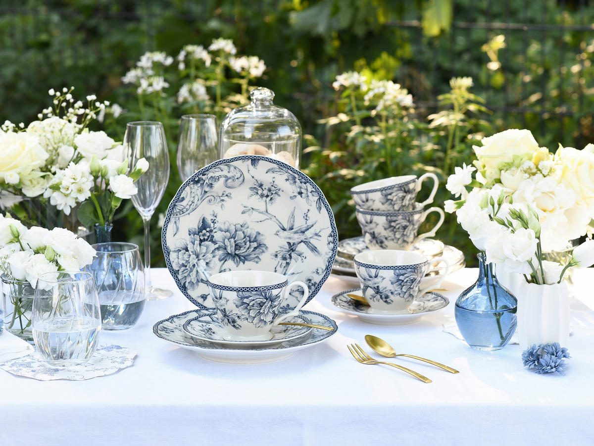 KAFFESERVIS Adelaide Blau 12 delar  - vit/blå, Basics, keramik - Creatable