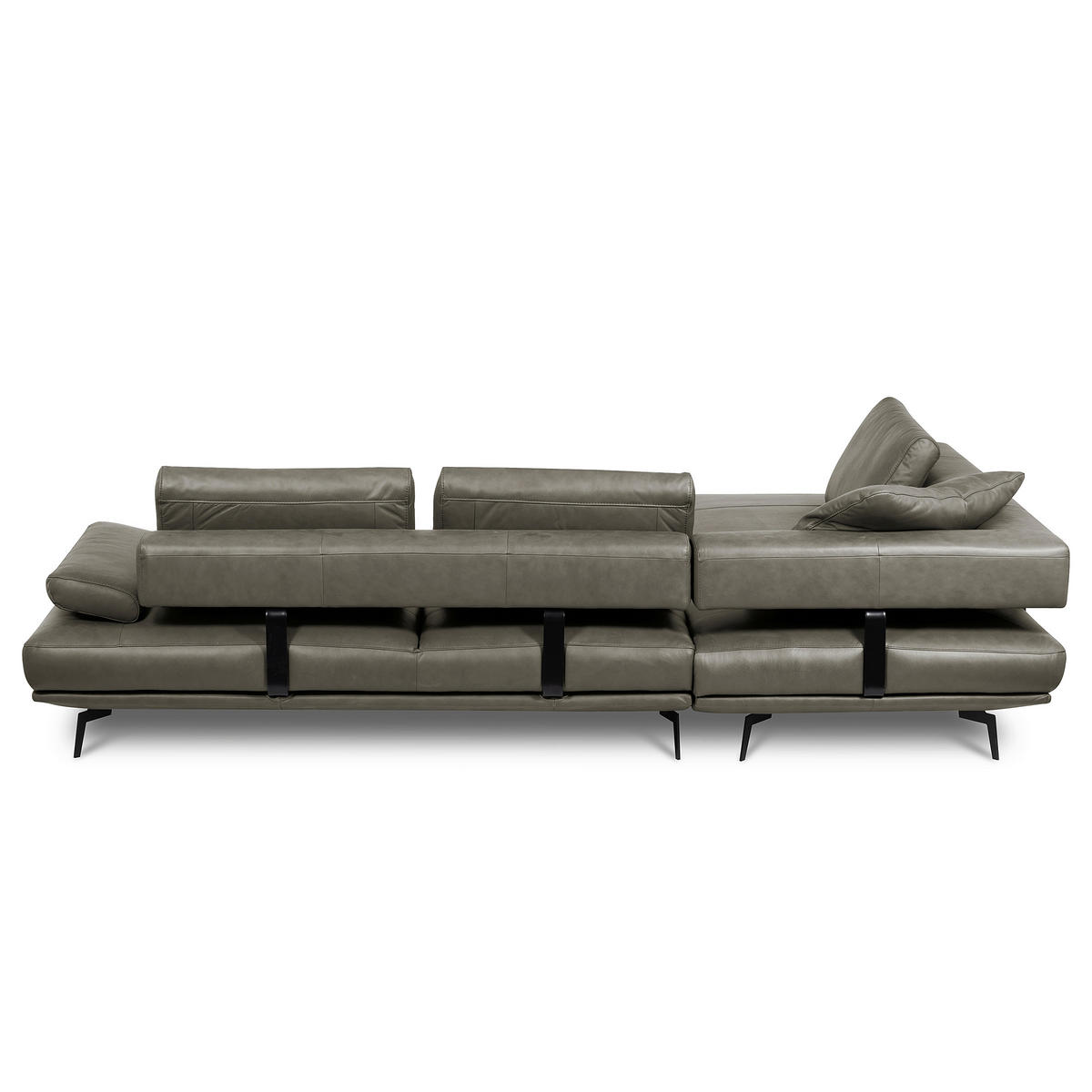 ECKSOFA Grau Echtleder  - Schwarz/Grau, Design, Leder/Metall (237/306cm) - Livetastic