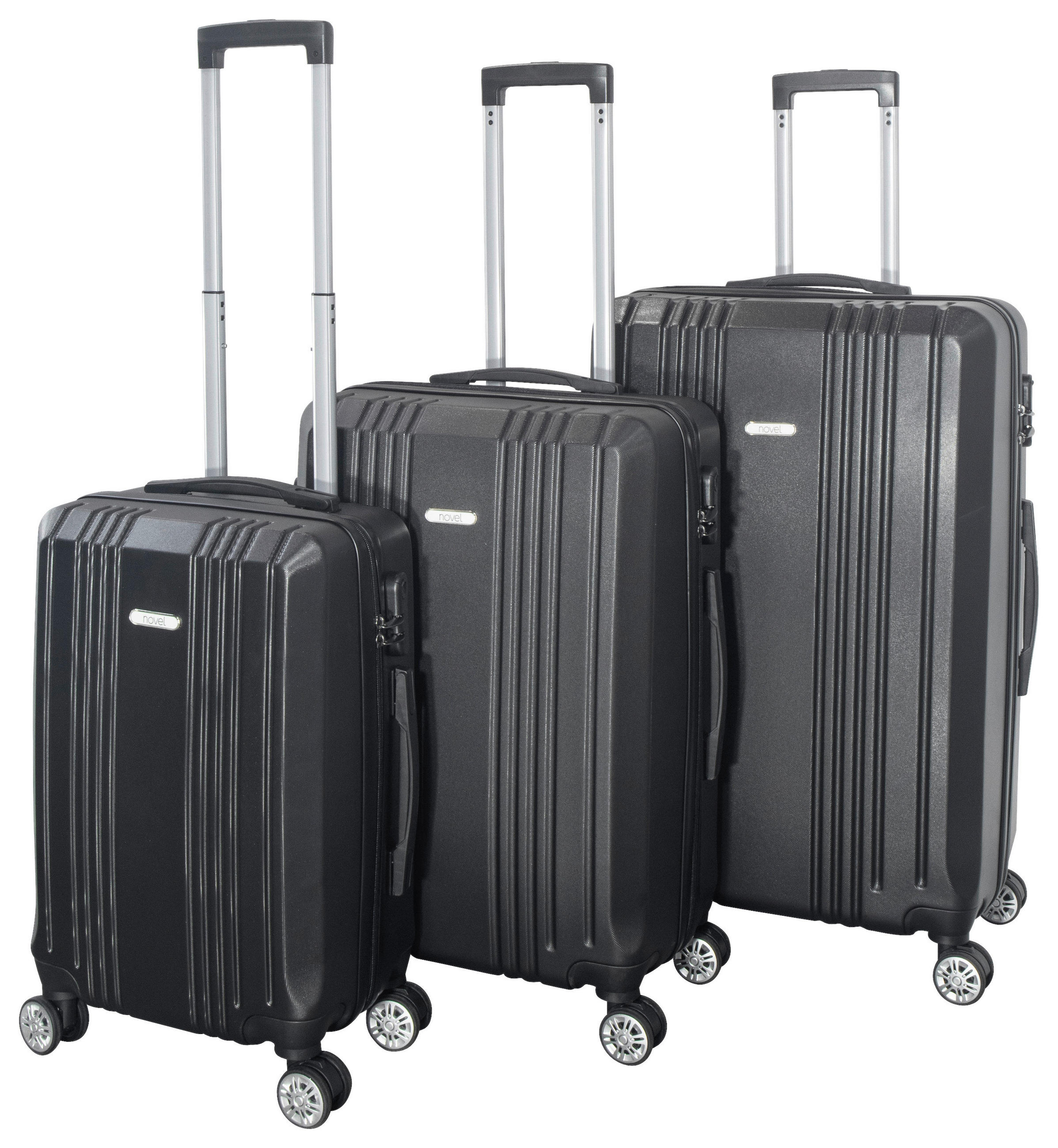 REISEKOFFERSET Schwarz 3-teilig  - Schwarz, Trend, Kunststoff/Textil - Novel