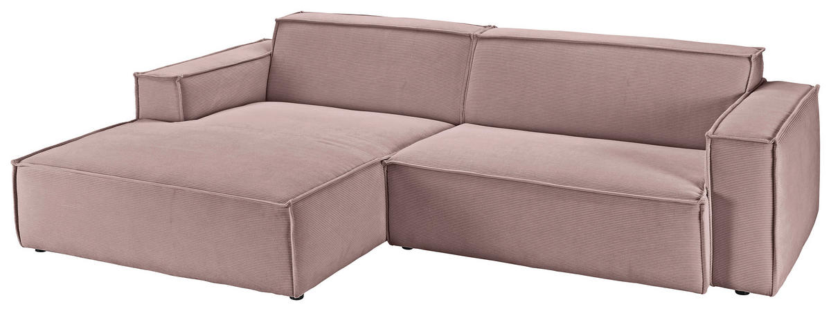 ECKSOFA Altrosa Feincord  - Schwarz/Altrosa, KONVENTIONELL, Kunststoff/Textil (168/276cm) - Hom`in