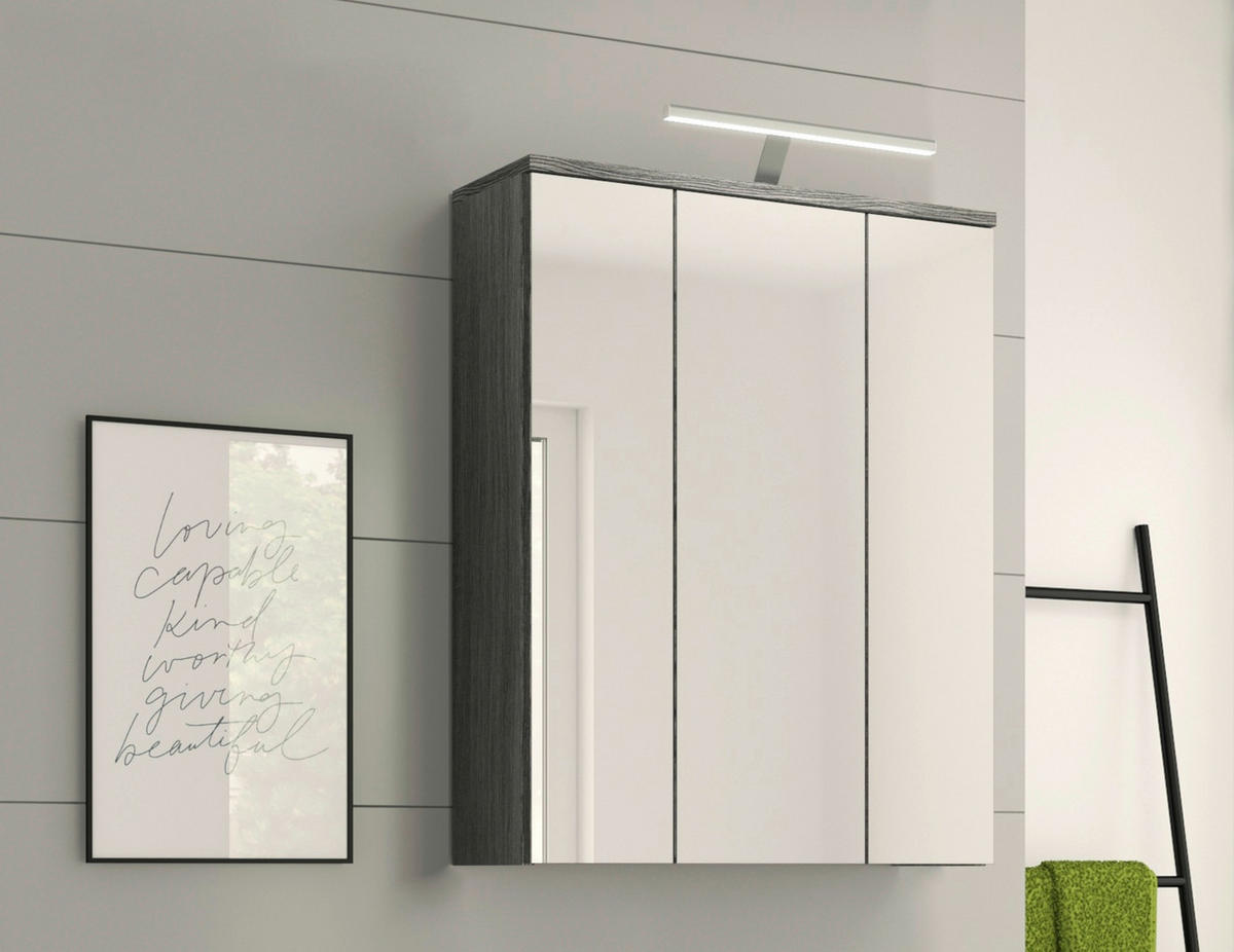 OMARA Z OGLEDALOM 60/77/21 cm  - srebrne barve, Moderno, steklo/leseni material (60/77/21cm) - MID.YOU
