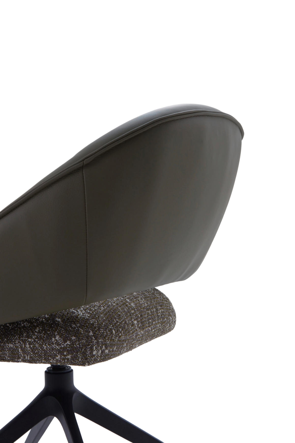 ARMLEHNSTUHL  Sitzfläche 360° drehbar, automatische Rückholfunktion Webstoff Echtleder  - Schwarz/Graugrün, Design, Leder/Textil (61/81/66cm) - Dieter Knoll