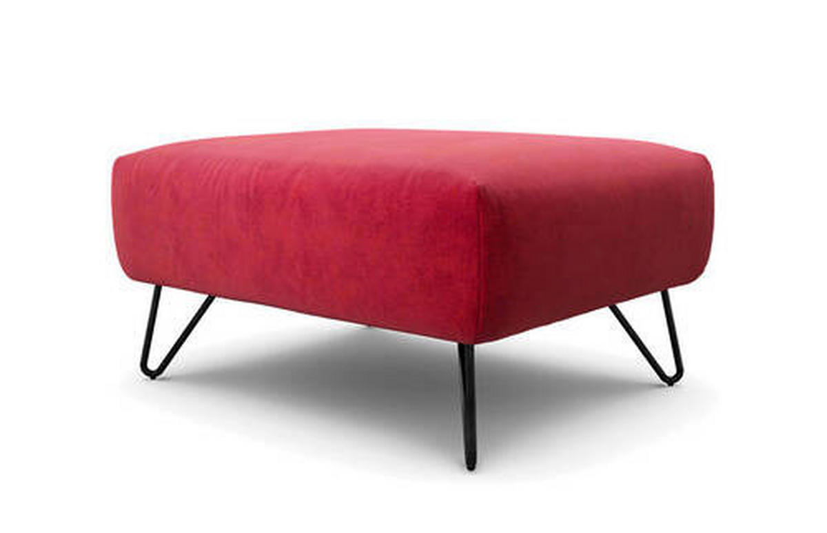 HOCKER in Textil Rot  - Rot/Schwarz, Design, Textil/Metall (90/70/46cm) - SENSOO