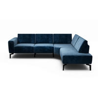 ECKSOFA Cosy Dunkelblau Samt  - Schwarz/Dunkelblau, Design, Textil/Metall (256/193cm) - SENSOO