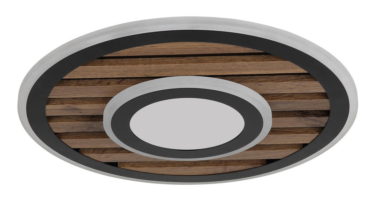 STROPNA LED-SVETILKA  WOODY //3000 K/230 V/ - črna/bela, Natur, kovina/umetna masa (40/6cm) - Globo