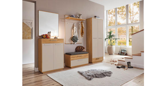 GARDEROBE 6-teilig  in 250/195/40 cm  - Taupe/Eichefarben, Design, Glas/Holz (250/195/40cm) - Novel