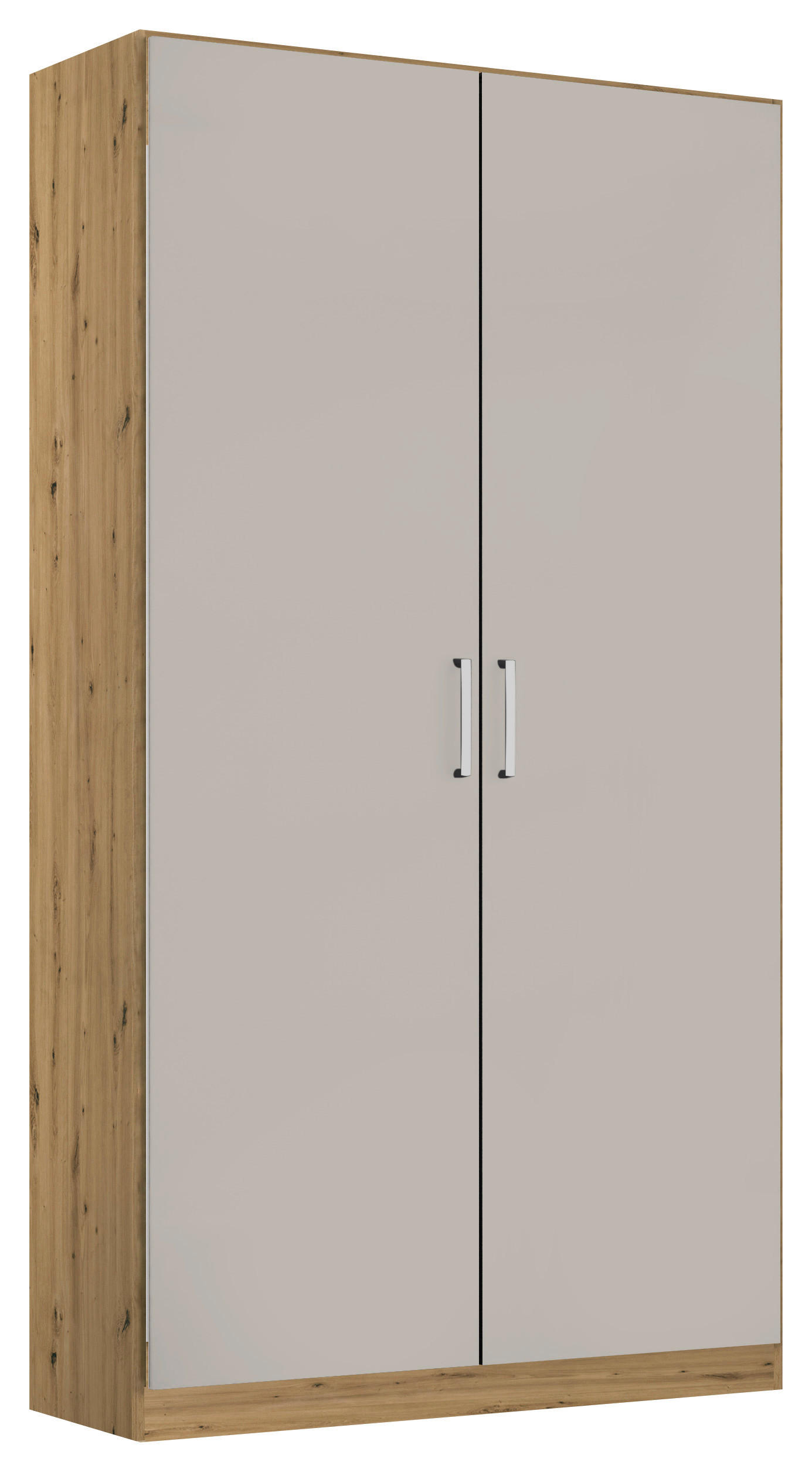 DREHTÜRENSCHRANK 91/197/54 cm 2-türig Hellgrau, Eiche Artisan  - Chromfarben/Hellgrau, MODERN, Holzwerkstoff/Kunststoff (91/197/54cm) - Rauch Möbel