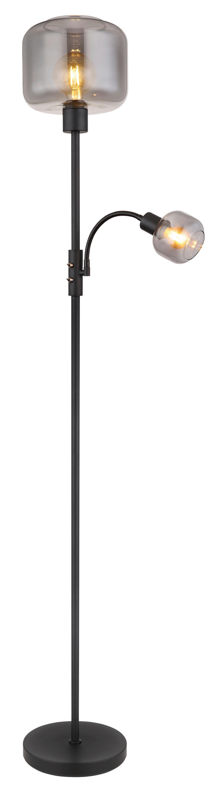 STEHLEUCHTE  25/165 cm   - Schwarz, Design, Glas/Metall (25/165cm) - Globo