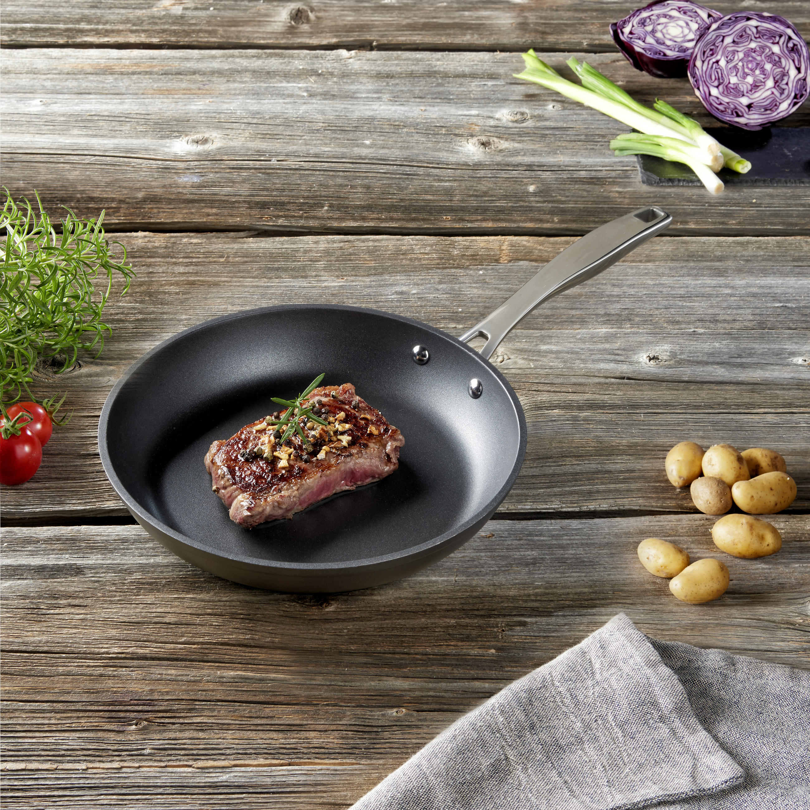 BRATPFANNE Perfect Cooking ILAG®-Antihaftbeschichtung 24 cm  - Edelstahlfarben/Dunkelgrau, Basics, Metall (24cm) - Homeware Profession.