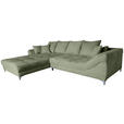 ECKSOFA in Chenille Dunkelgrün  227/329 cm  - Chromfarben/Dunkelgrün, KONVENTIONELL, Textil/Metall (227/329cm) - Carryhome