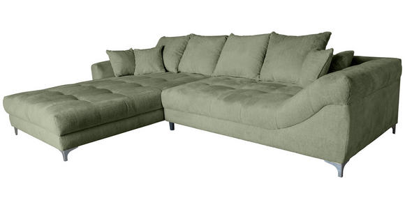 ECKSOFA in Chenille Dunkelgrün 227/329 cm - Chromfarben/Dunkelgrün, KONVENTIONELL, Textil/Metall (227/329cm) - Carryhome