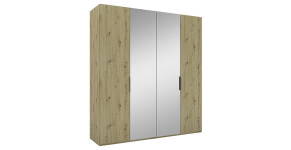 DREHTÜRENSCHRANK 200/223/62 cm 4-türig Eiche Artisan - Schwarz/Eiche Artisan, KONVENTIONELL, Glas/Holzwerkstoff (200/223/62cm) - Novel