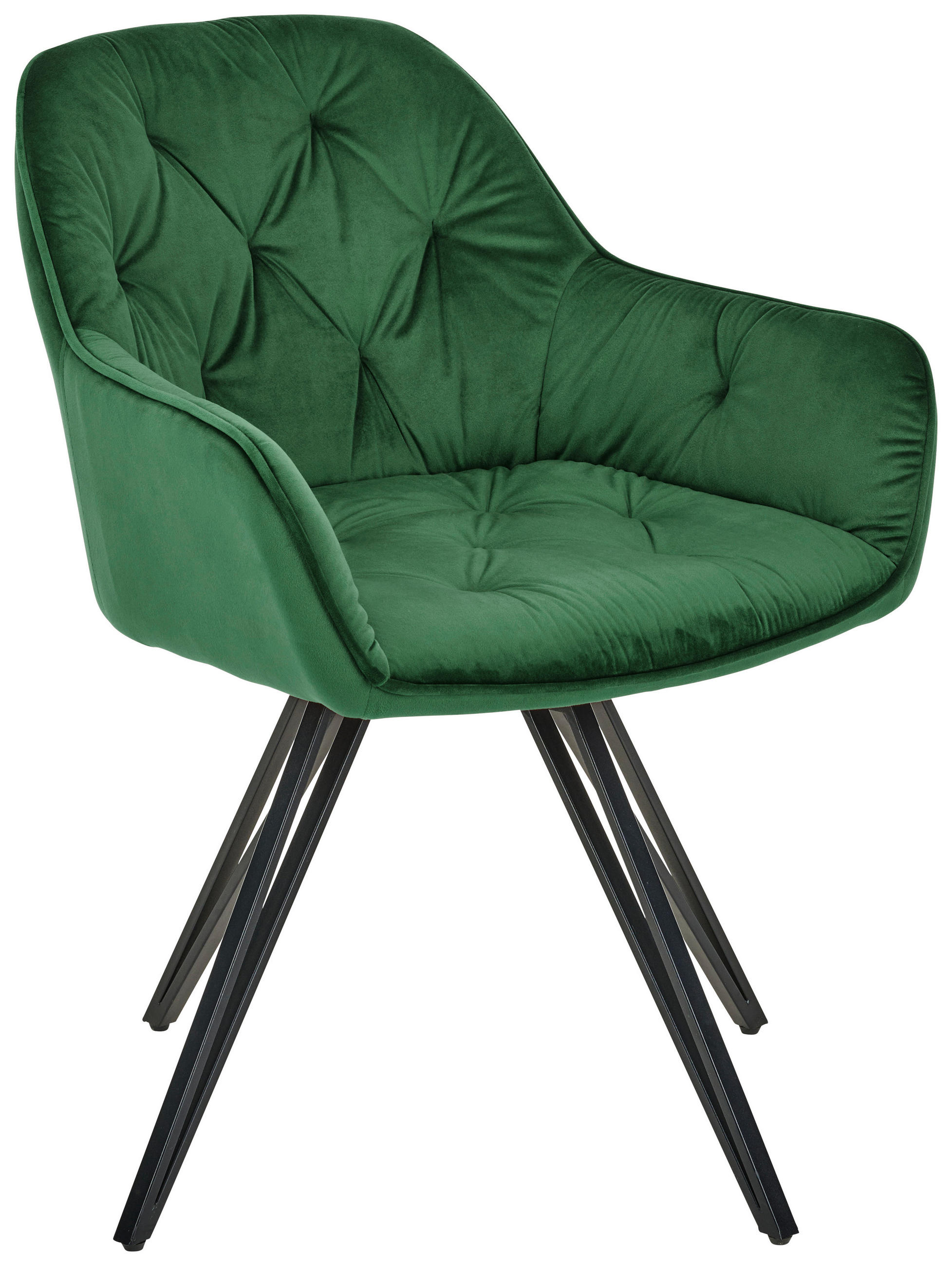 ARMLEHNSTUHL  in Eisen Samt  - Dunkelgrün/Schwarz, LIFESTYLE, Holz/Textil (61/82/62cm) - Livetastic