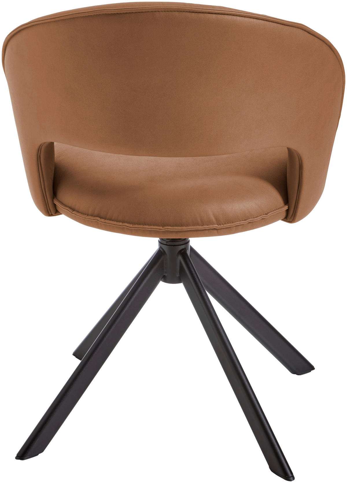 STUHL  Stoffauswahl, Sitzfläche 360° drehbar Lederlook (vegan)  - Cognac/Schwarz, Basics, Textil/Metall (60/88,5/64cm) - Celina Home