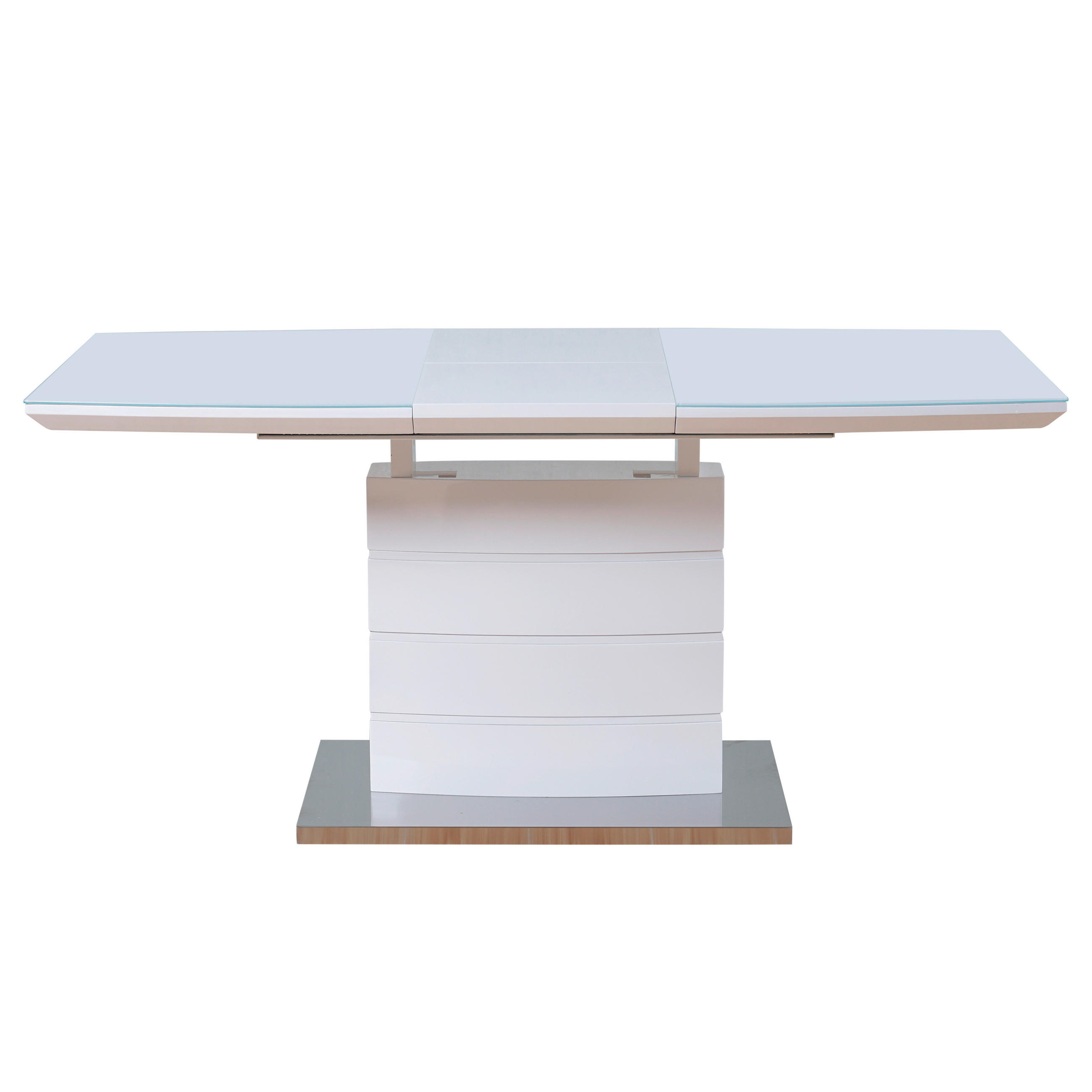 MASĂ din metal, sticlă, material pe bază de lemn 140-180/80/76 cm - alb/culoare inox, Design, sticlă/metal (140-180/80/76cm) - Carryhome
